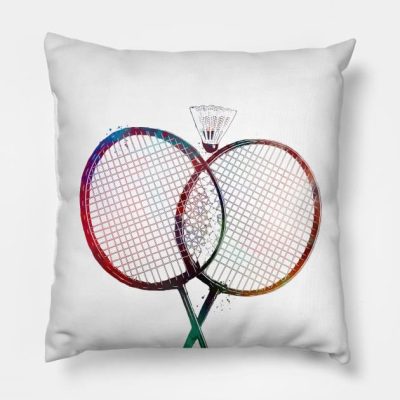 Badminton Sport Art Badminton Throw Pillow Official Badminton Merch