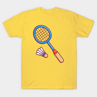 Racket And Shuttlecock Cartoon T-Shirt Official Badminton Merch