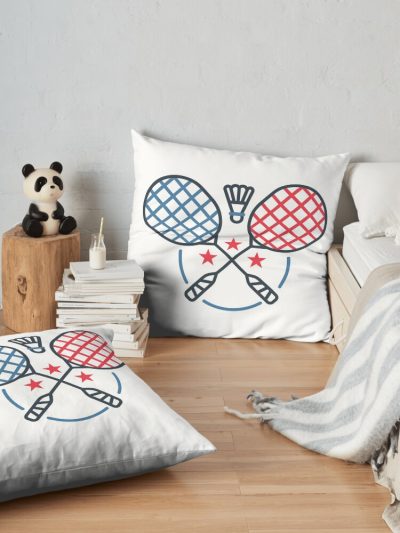 Badminton Racket Throw Pillow Official Badminton Merch