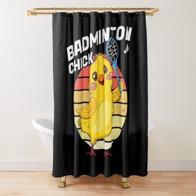 Badminton Chick Retro Chicken Birdie Women Badminton Shower Curtain Official Badminton Merch