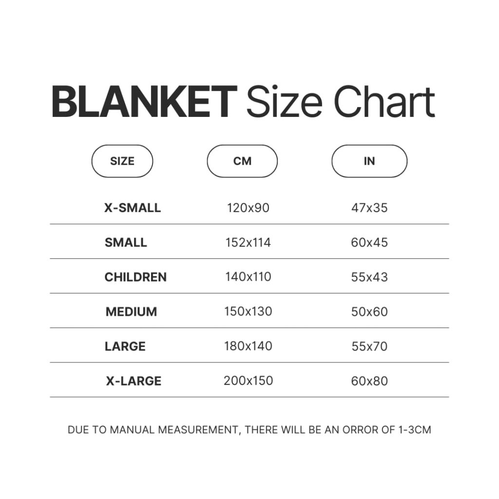 Blanket Size Chart - Badminton Gifts