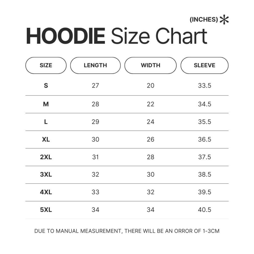 Hoodie Size Chart - Badminton Gifts