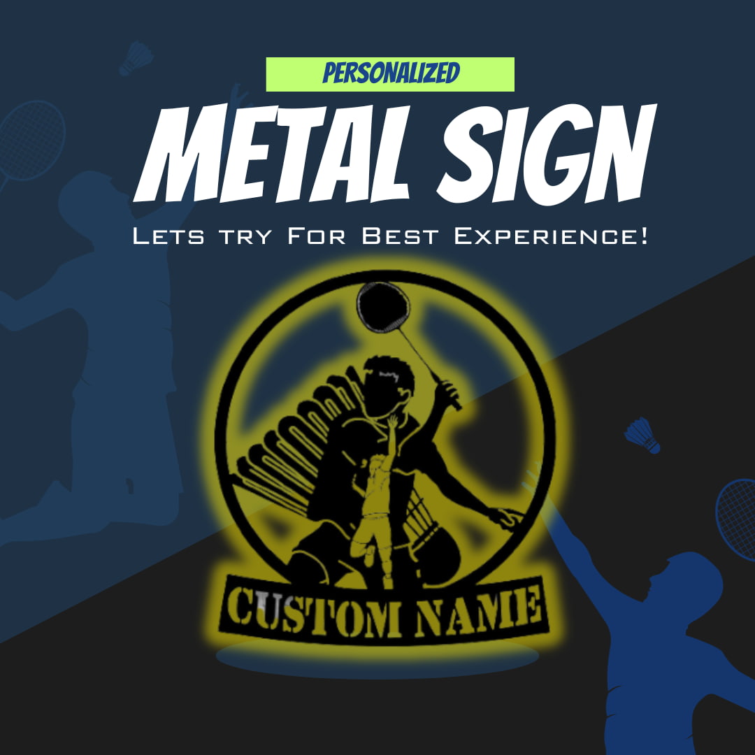 Personalized Badminton Metal Sign