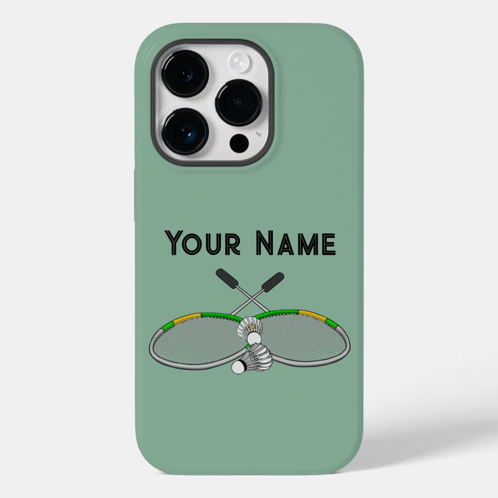 Crossed Rackets Personalized Badminton Phone Case